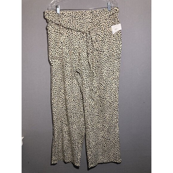 Cheetah/ Leopard Print Wide Leg Pants Viscose Linen Blend Size XL NWT - Picture 1 of 7